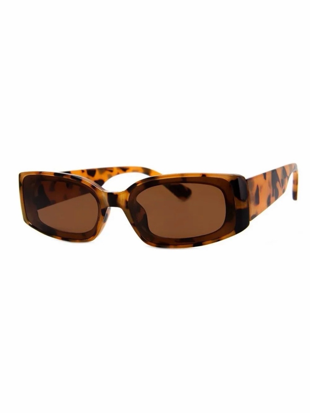 Brown tortoise shell thick square frame 90s rectangular sunglasses